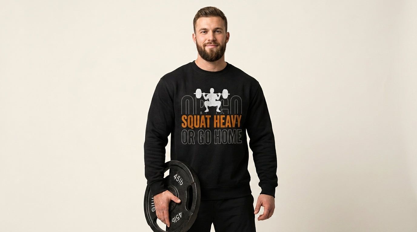 Squat Heavy or Go Home Sweatshirt — Weightlifting Gym Crewneck