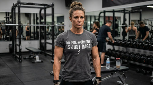 Women’s Boxy Tee — “My Pre-Workout Is Just Rage” Gym Crop Top