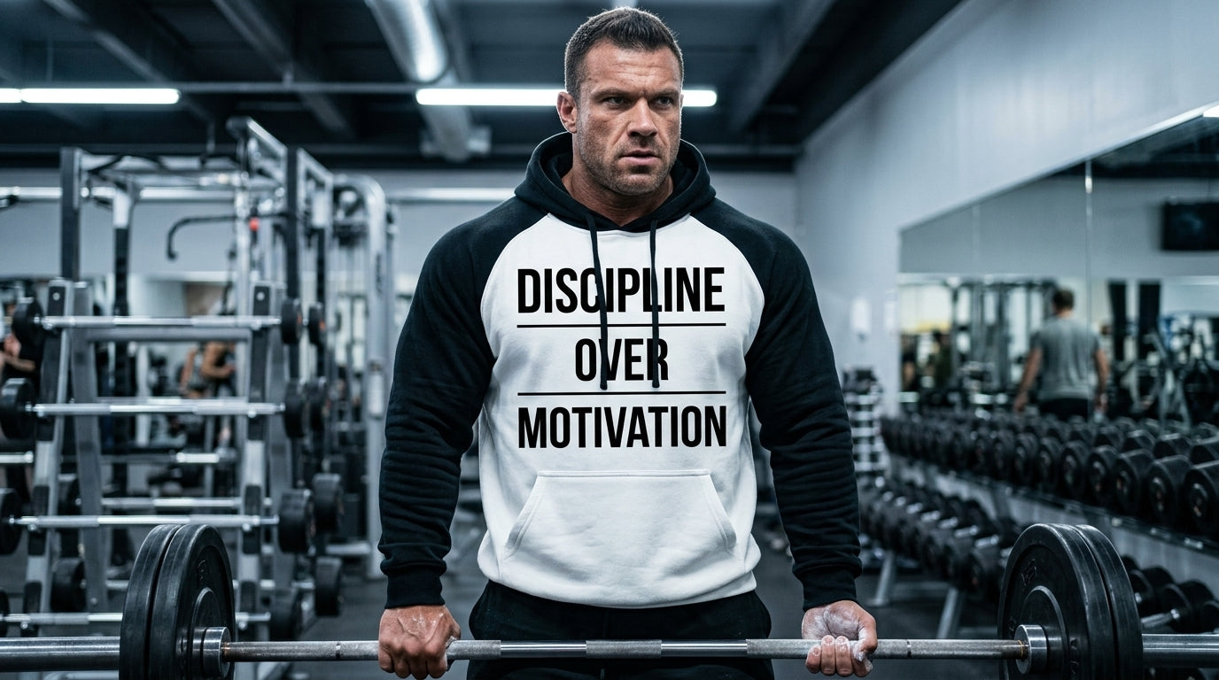 Discipline Over Motivation Hoodie — Minimal Motivational Pullover