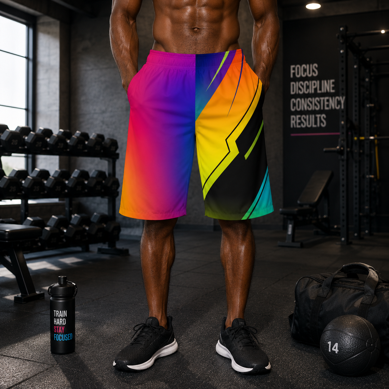 Vibrant Gradient Geometric Jogger Shorts