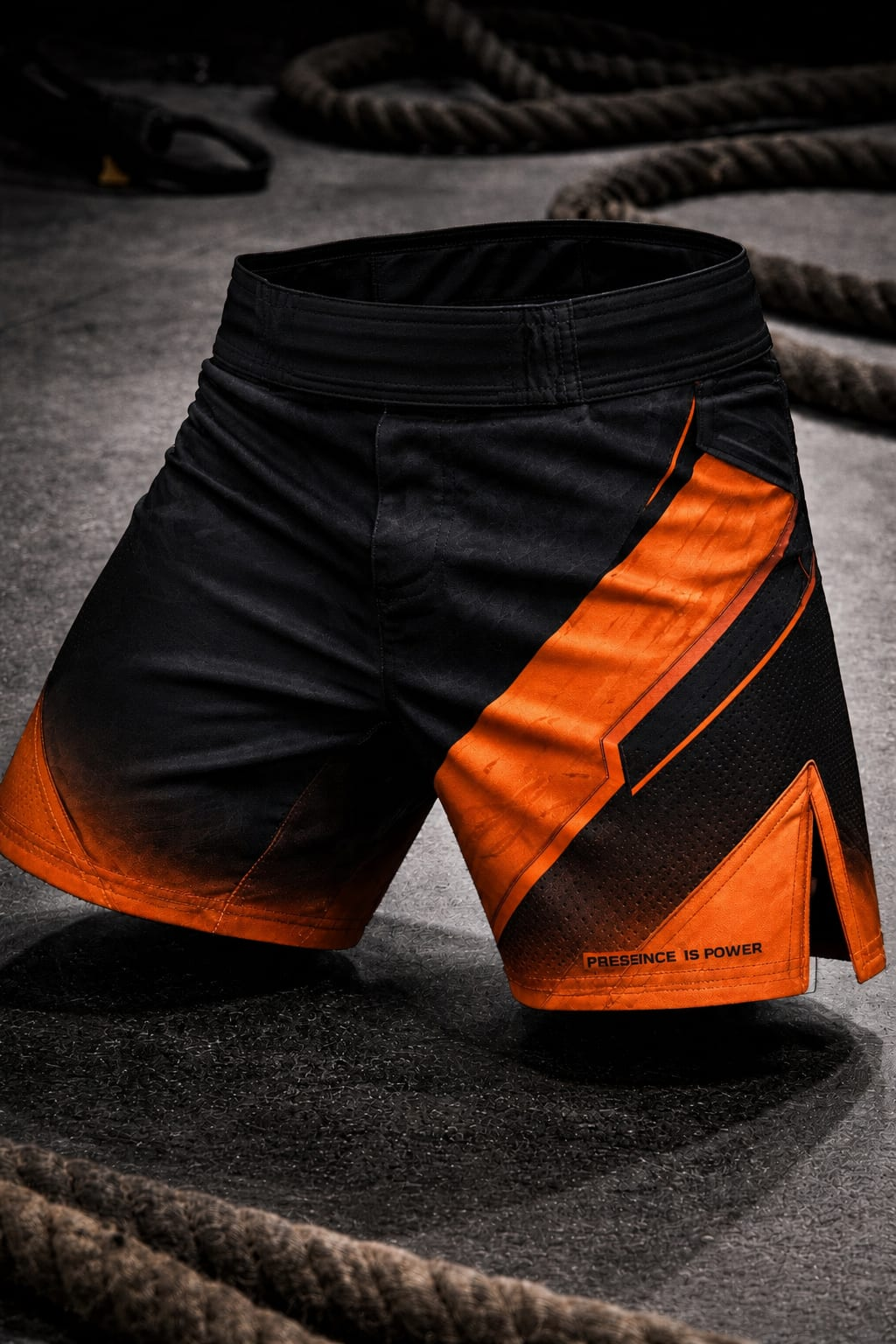 Men's Orange Black Athletic Lightweight Sports & Lounge Wear Shorts — No Pockets