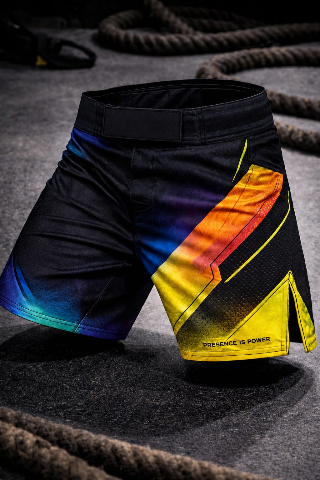 Men's Athletic Board Shorts Retro Gradient Lightning Graphic — No Pockets