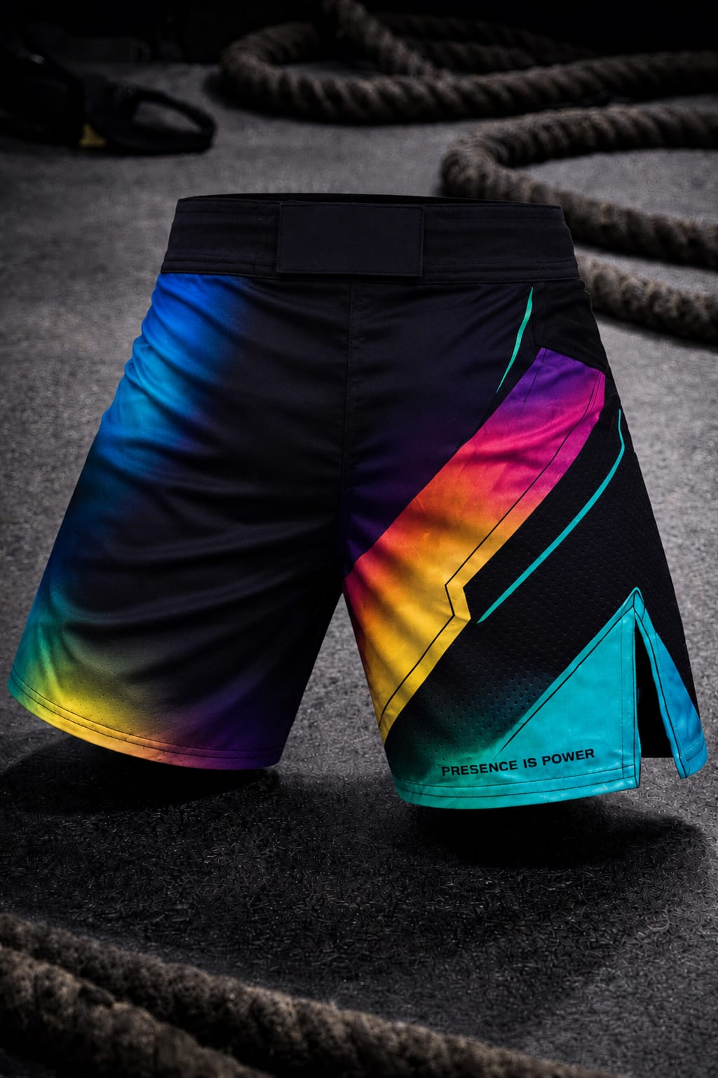 Men's Abstract Neon Gradient Jogger Athletic Shorts – No Pockets