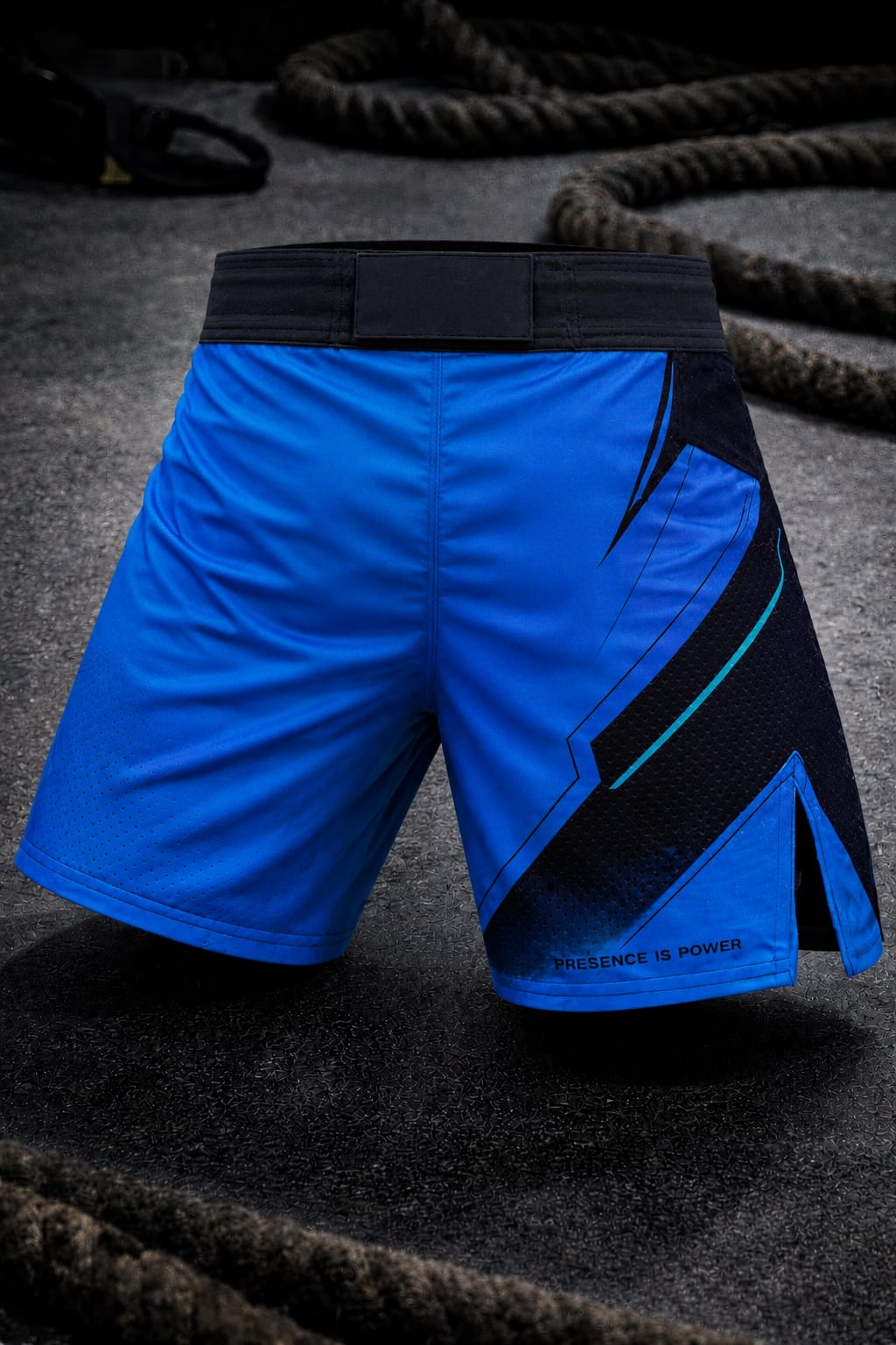 Men's Blue Abstract Athletic Jogger Shorts - No Pockets