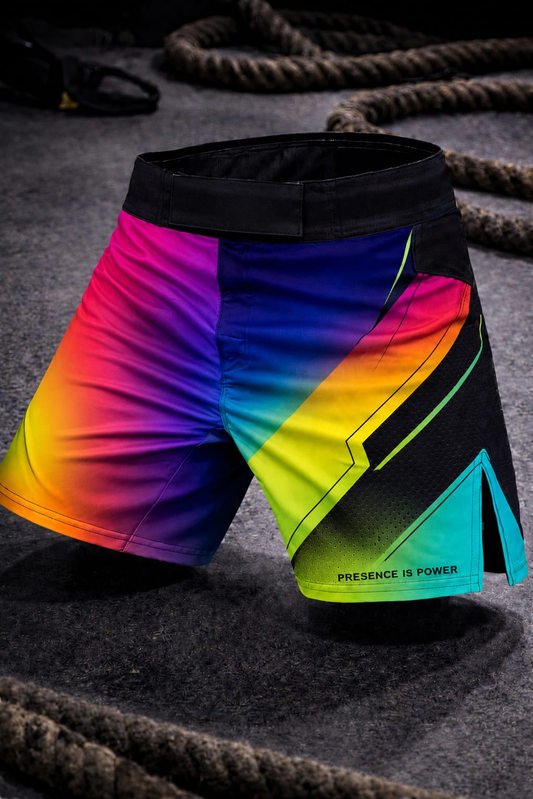 Vibrant Gradient Geometric Jogger Shorts - No Pockets