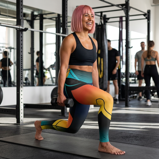 High-Waisted Yoga Leggings — Abstract Colorwave AOP
