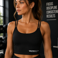 Women's Luxe Bra Sleek Black Crop Bralette with VantaCore by Vantacore Athletics