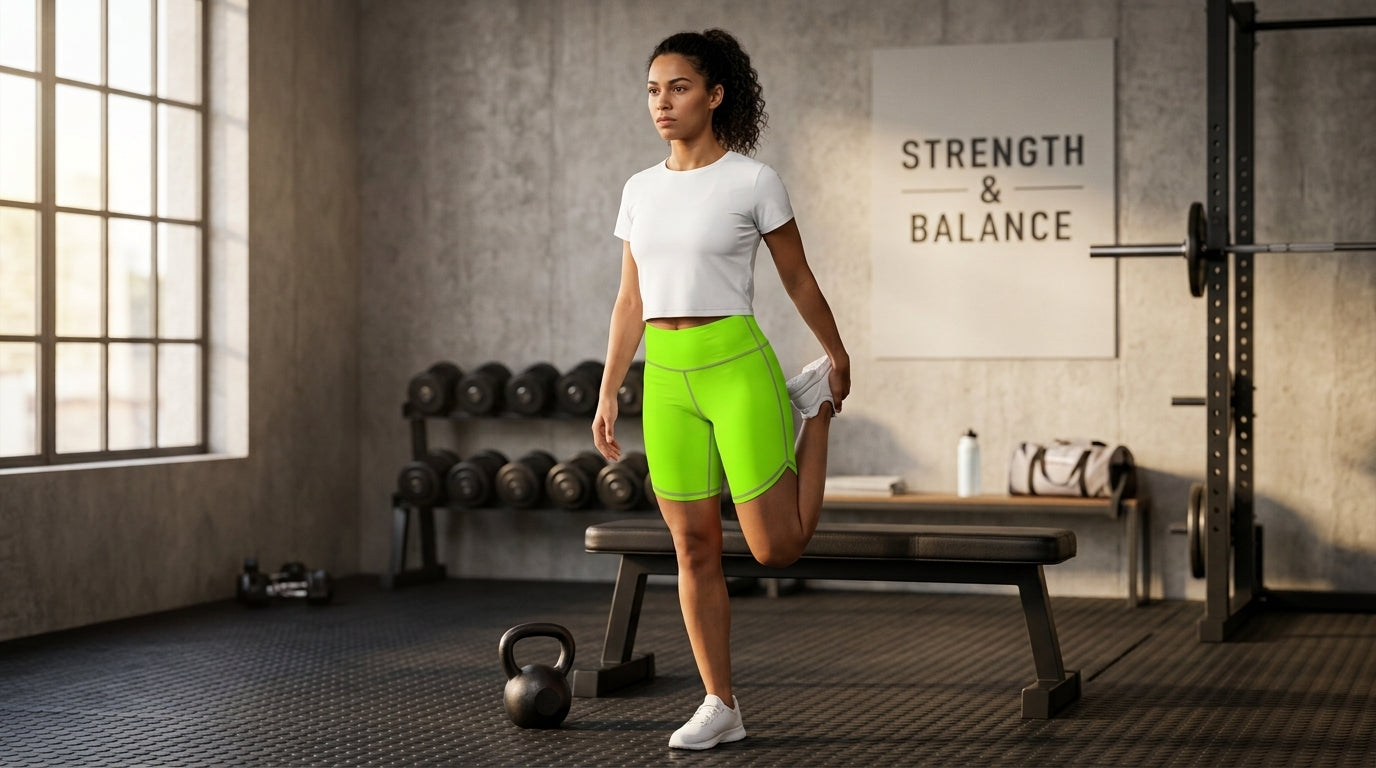 Neon Green Racing Biker Shorts — Lightweight Activewear