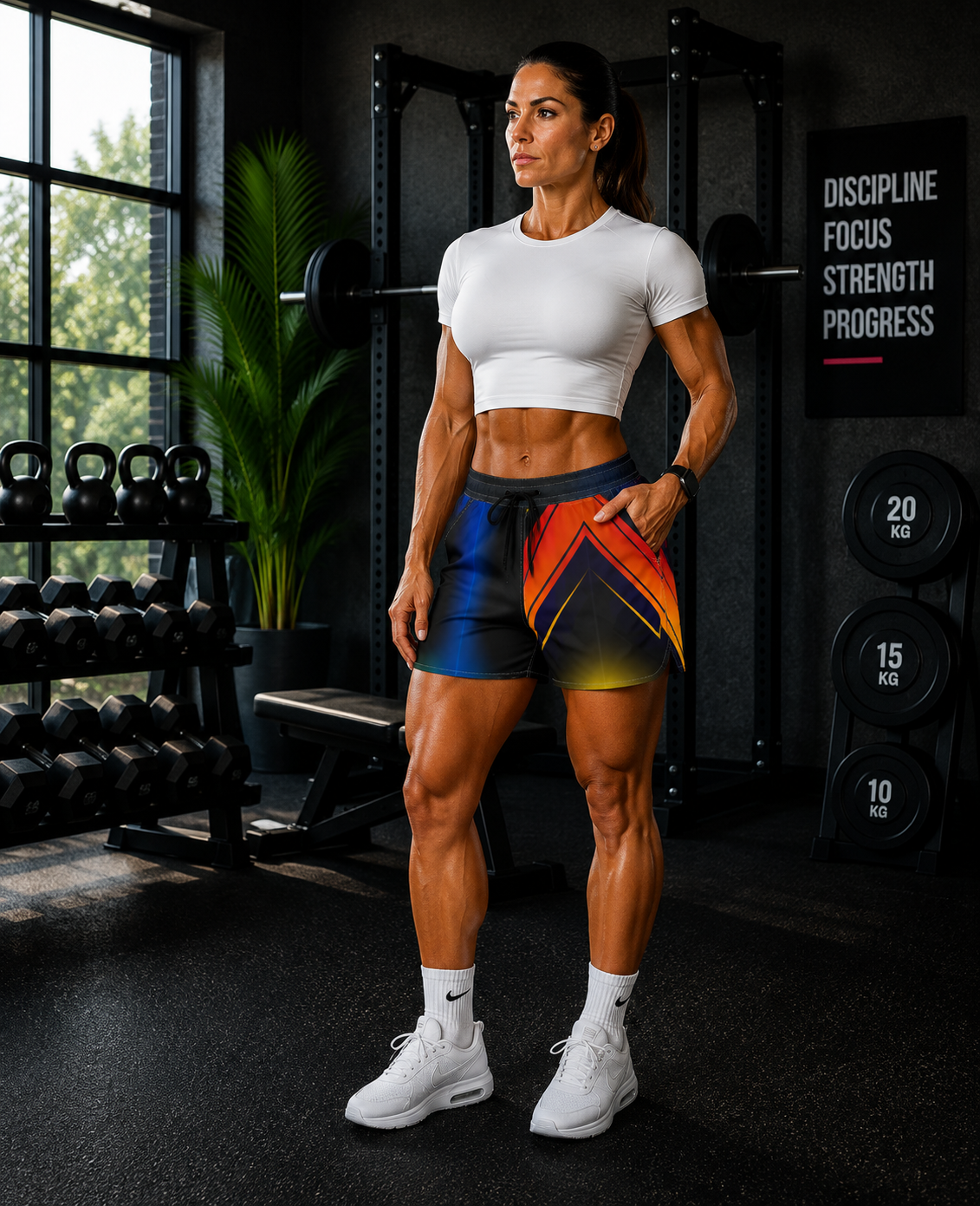 Women's Multipurpose Athletic Shorts with Pockets | Electric Sunset