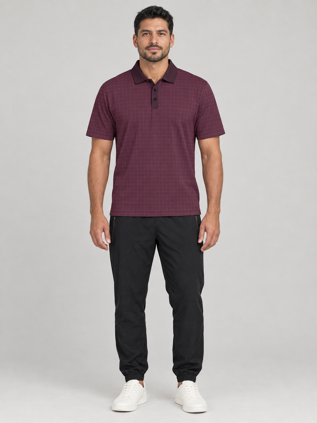 Classic Maroon Polo Shirt — Men's Casual Collared Shirt