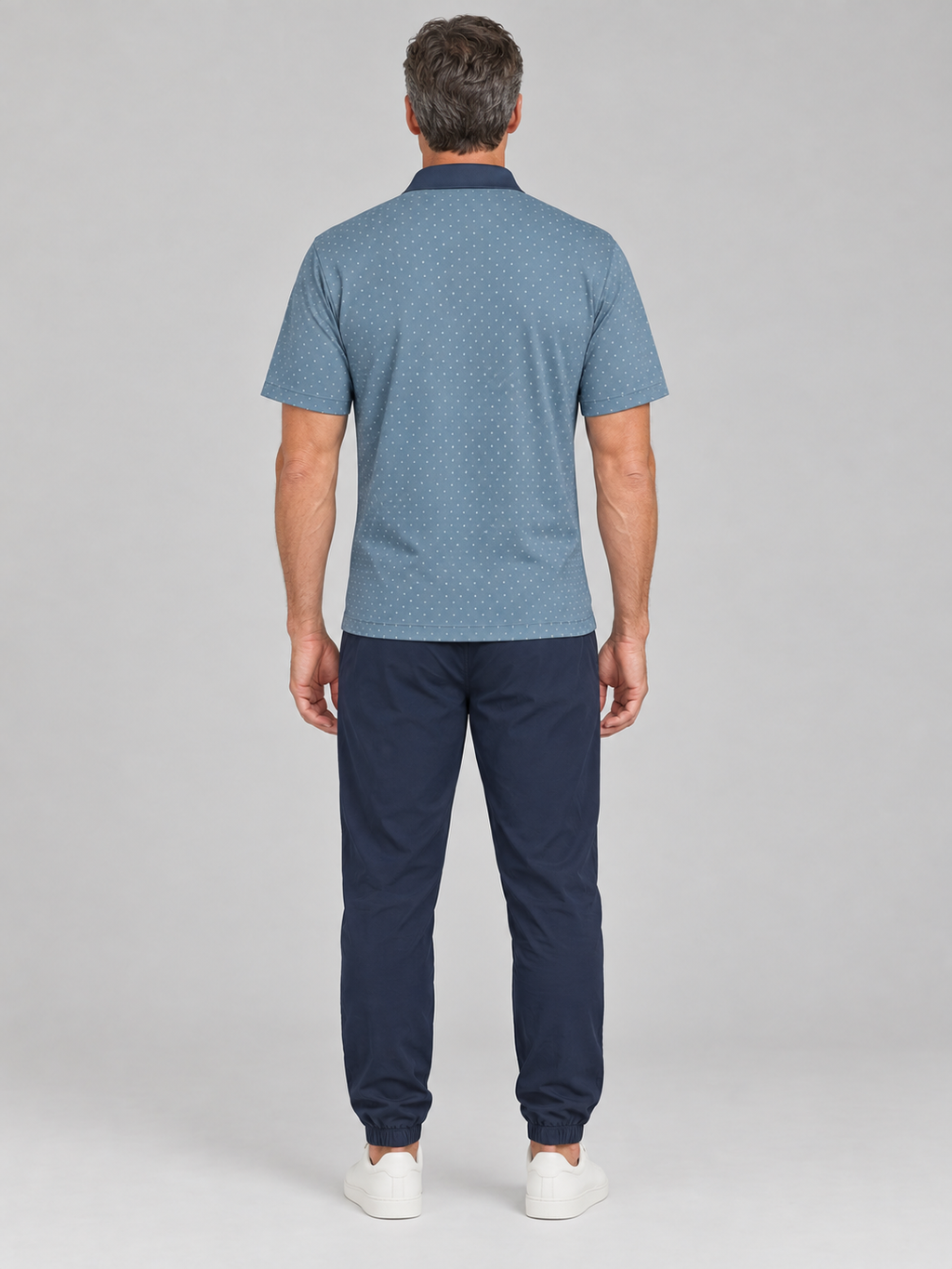 Blue Microdot Polo Shirt - Men's Casual Button-Up