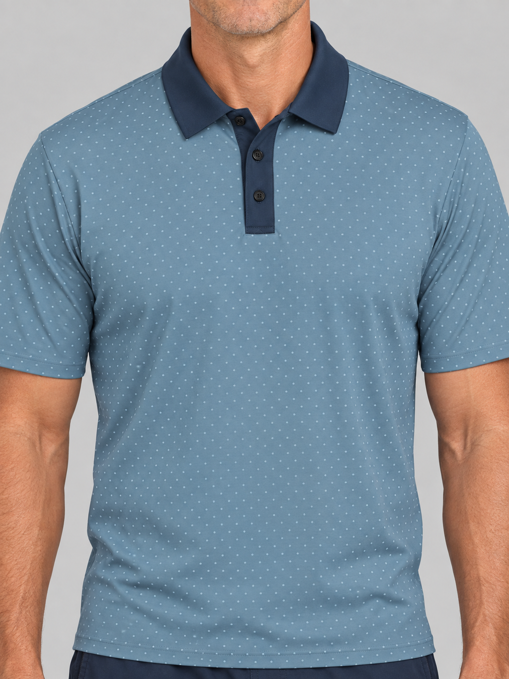 Blue Microdot Polo Shirt - Men's Casual Button-Up