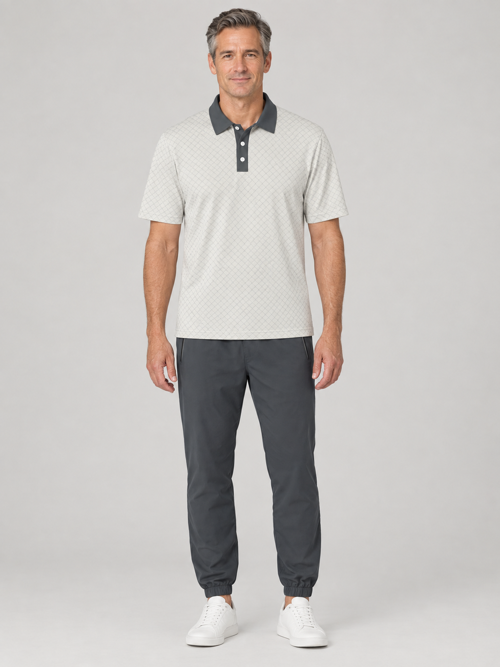 Classic Geometric Polo Shirt — Men's Casual Collared Tee