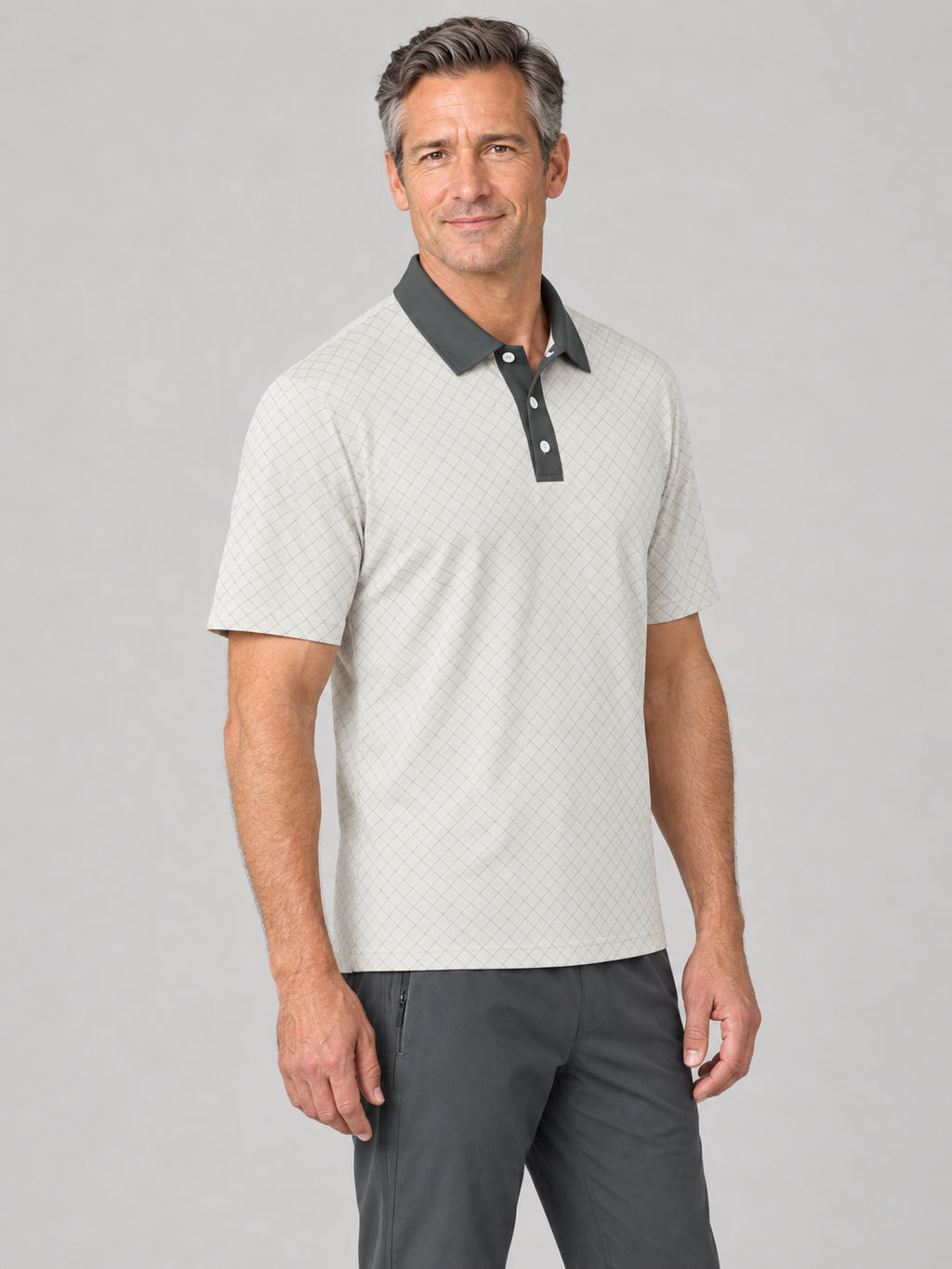 Classic Geometric Polo Shirt — Men's Casual Collared Tee