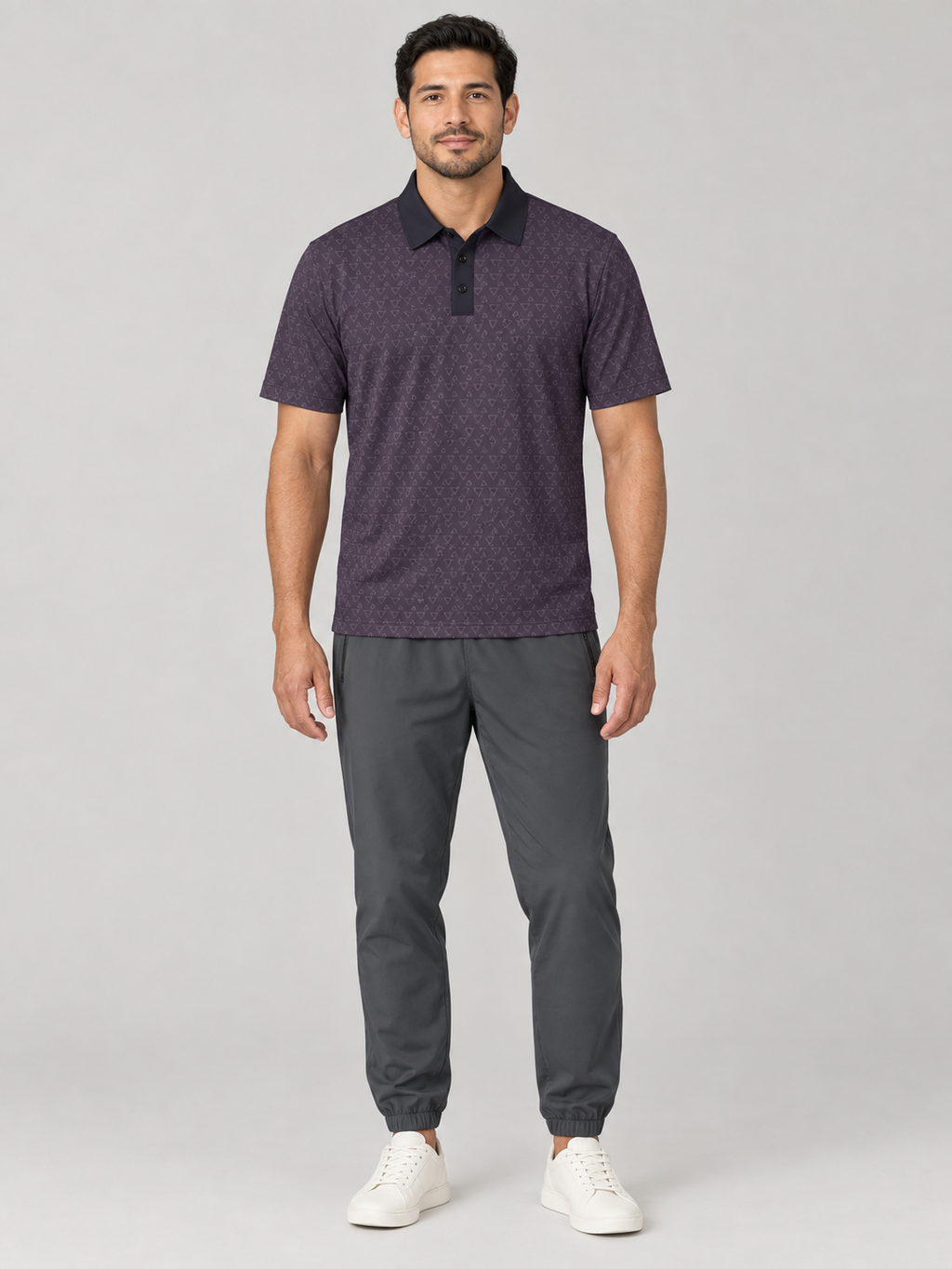 Men's Classic Polo Shirt — Subtle Geometric All-Over Print