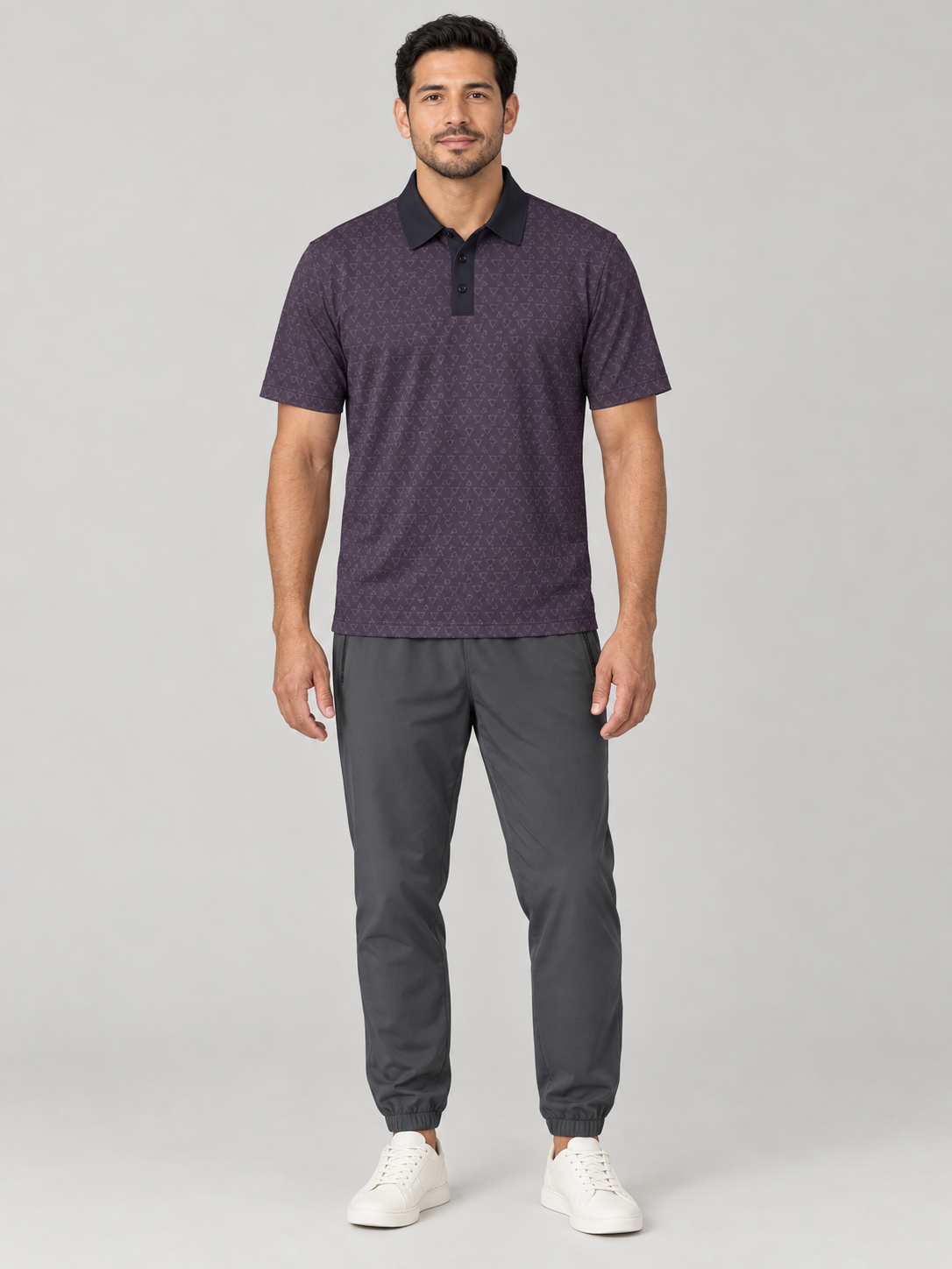 Men's Classic Polo Shirt — Subtle Geometric All-Over Print