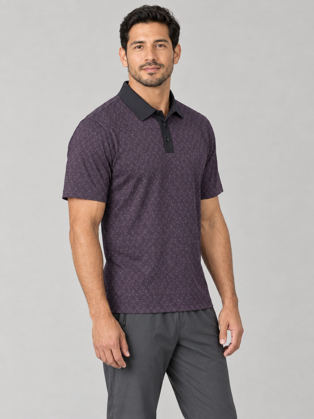 Men's Classic Polo Shirt — Subtle Geometric All-Over Print