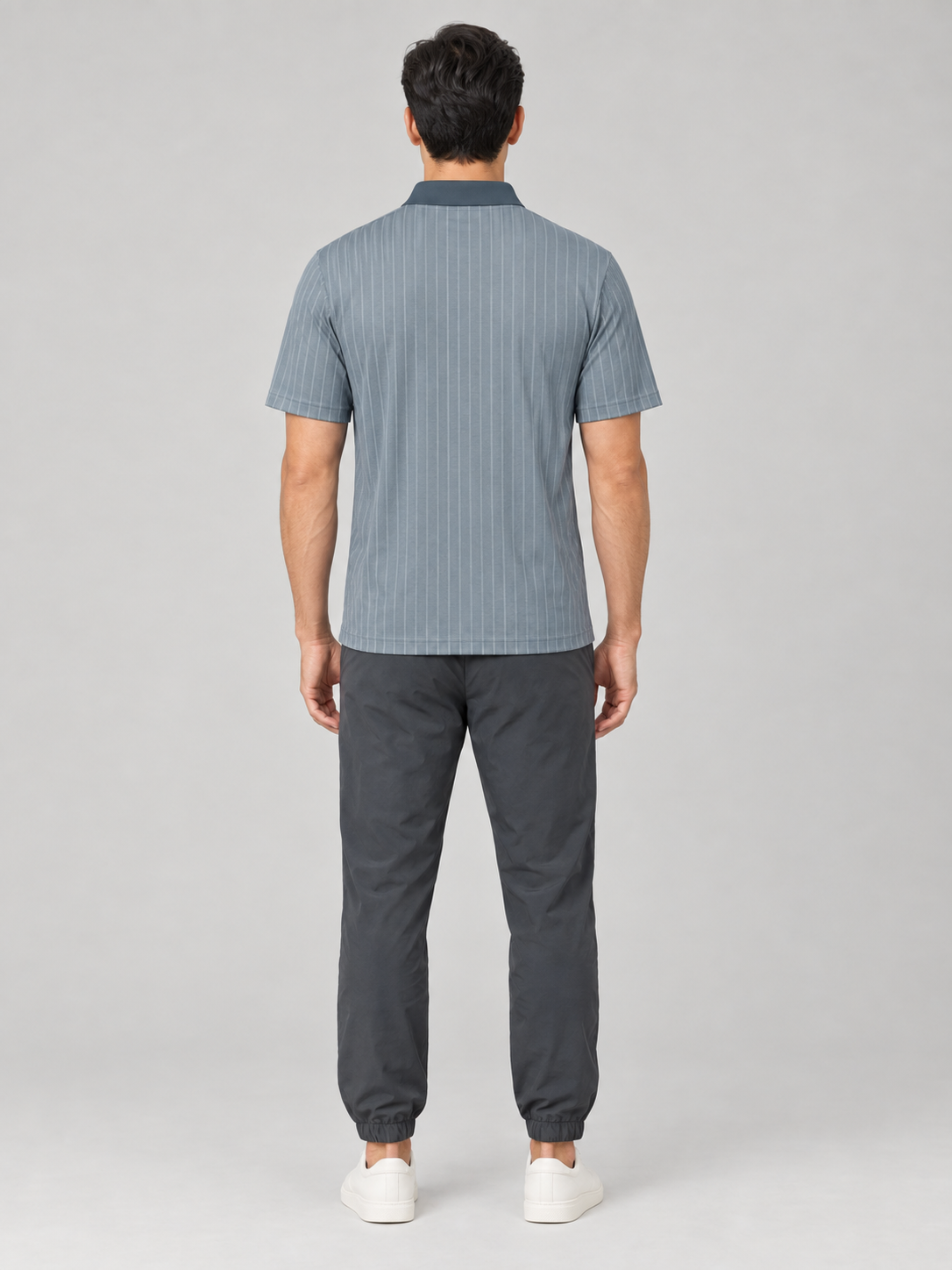 Classic Slate Pinstripe Polo Shirt