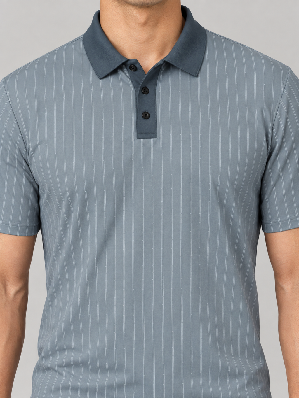 Classic Slate Pinstripe Polo Shirt