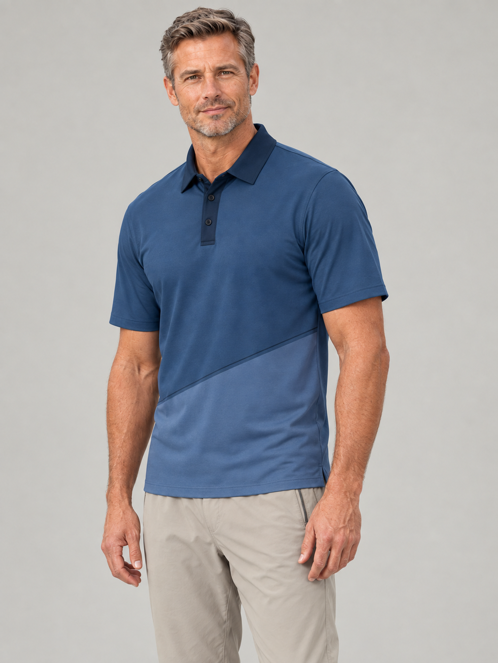Navy Diagonal Sport Polo Shirt
