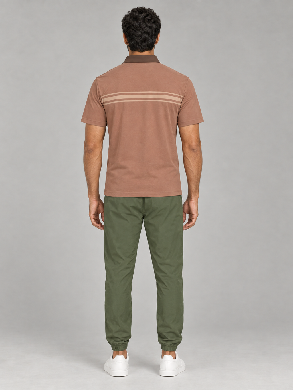 Brown Retro Stripe Polo Shirt