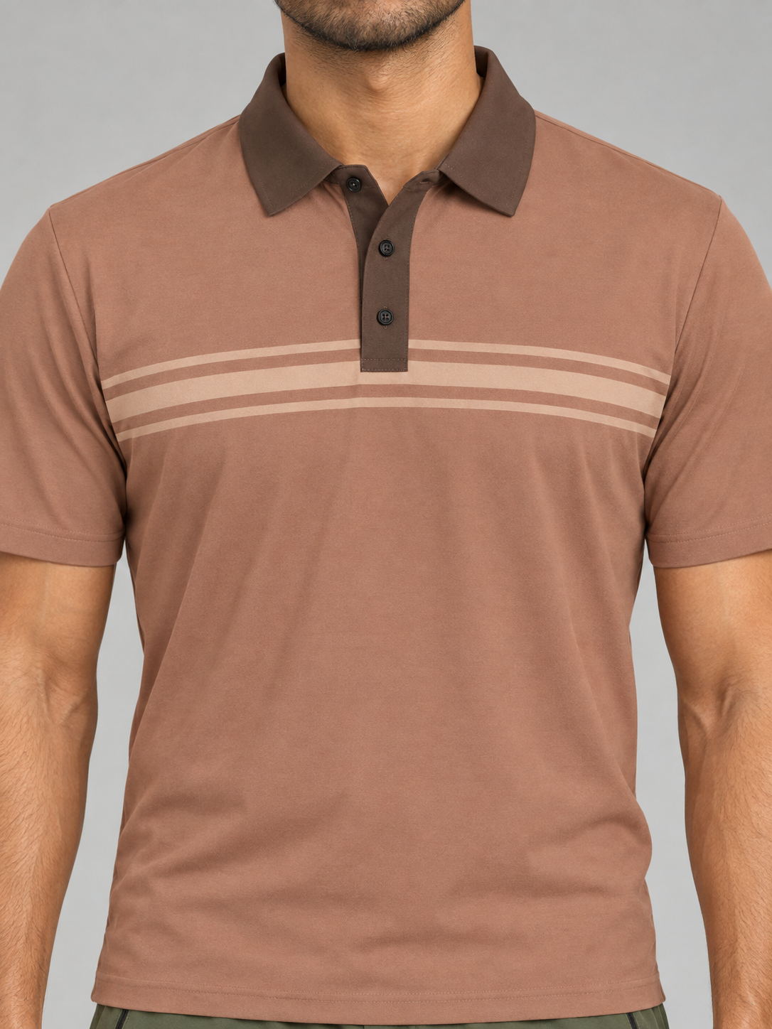Brown Retro Stripe Polo Shirt