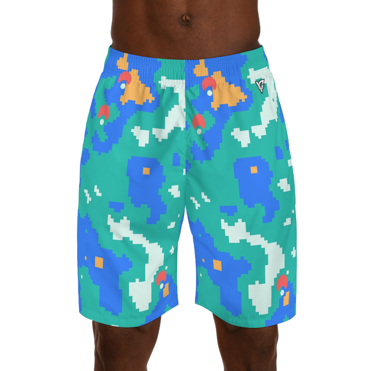 Yoga Sea Glass Pixel Camo Men's Athletic Shorts with Pockets