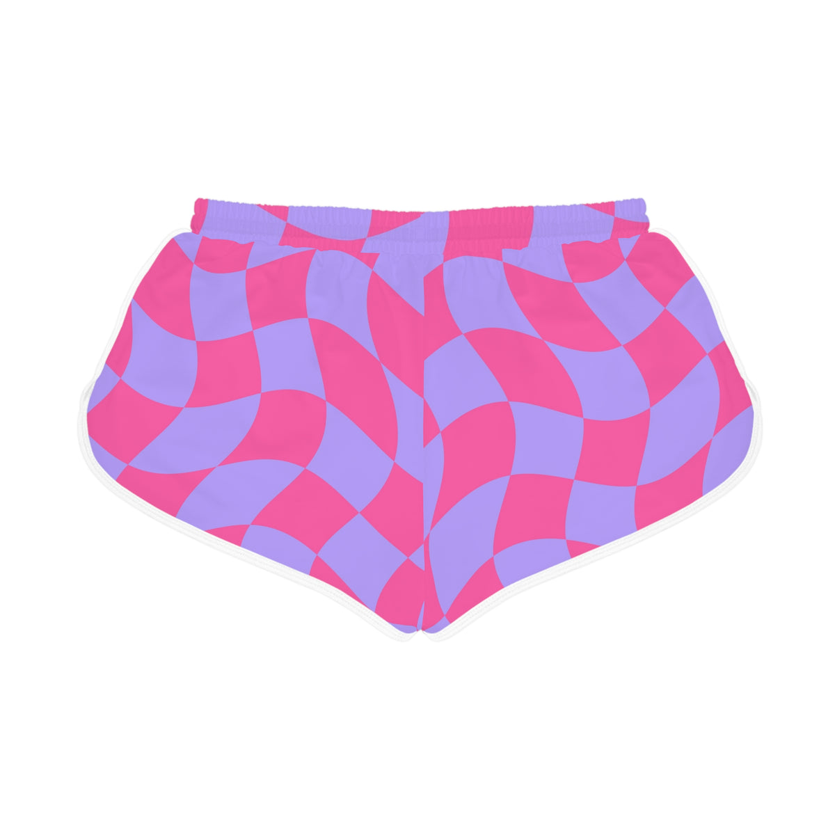 Women's Wavy Check Relaxed Shorts – Colorful All-Over Print Running & Workout Shorts