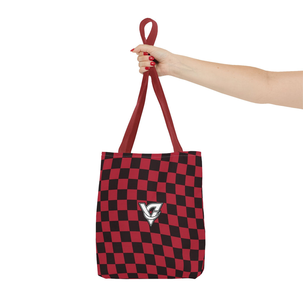 Spiced Wine Warp Check Tote Bag — All-Over Print Gym & Everyday Tote