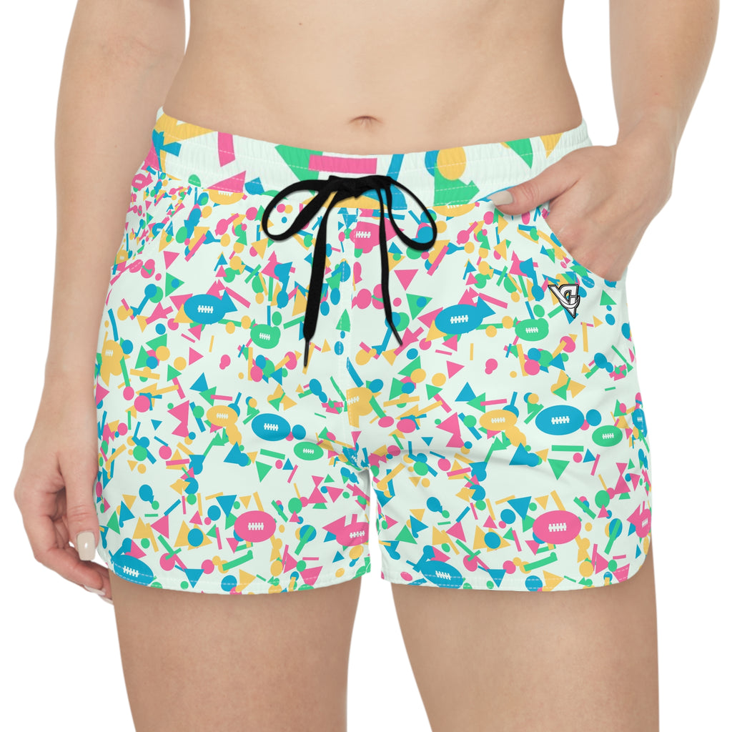Football Mint Sorbet Confetti Pop Women's Athletic Shorts with Pockets
