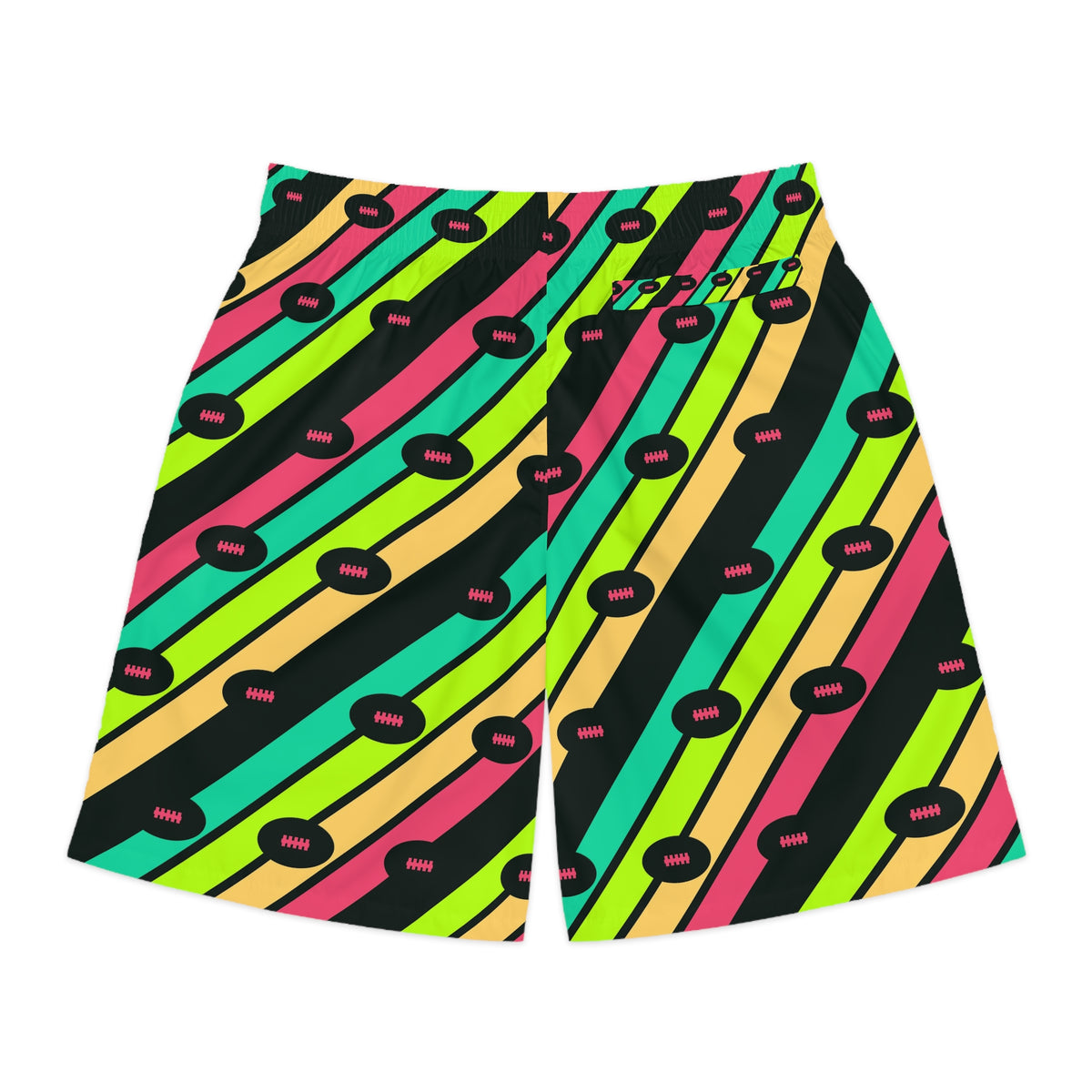 Football Emerald Zest Stripe Surge Men's Athletic Shorts with Pockets