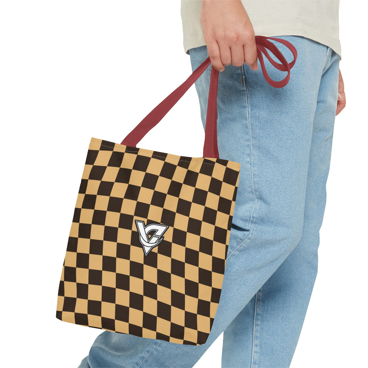 Desert Warp Check Tote Bag — All-Over Print Gym & Everyday Tote