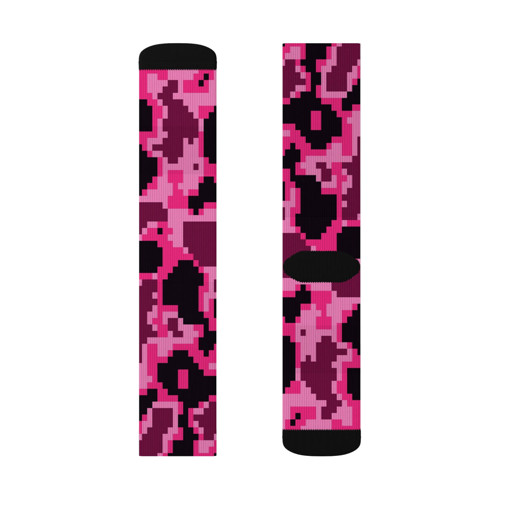 Hot Pink Digital Camo Athletic Crew Socks
