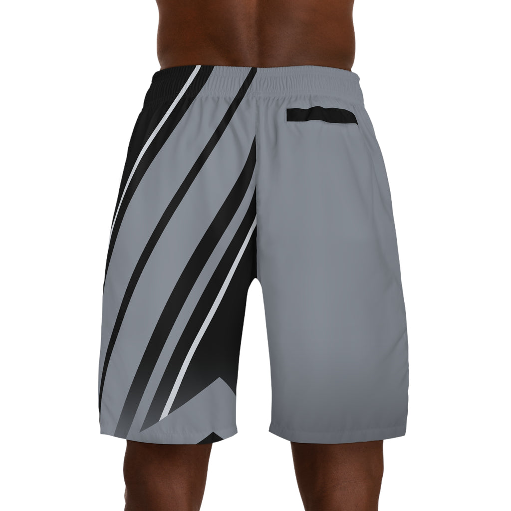 Men's Steel Gray & Black Running Jogger Shorts with Pockets — Athletic Performance