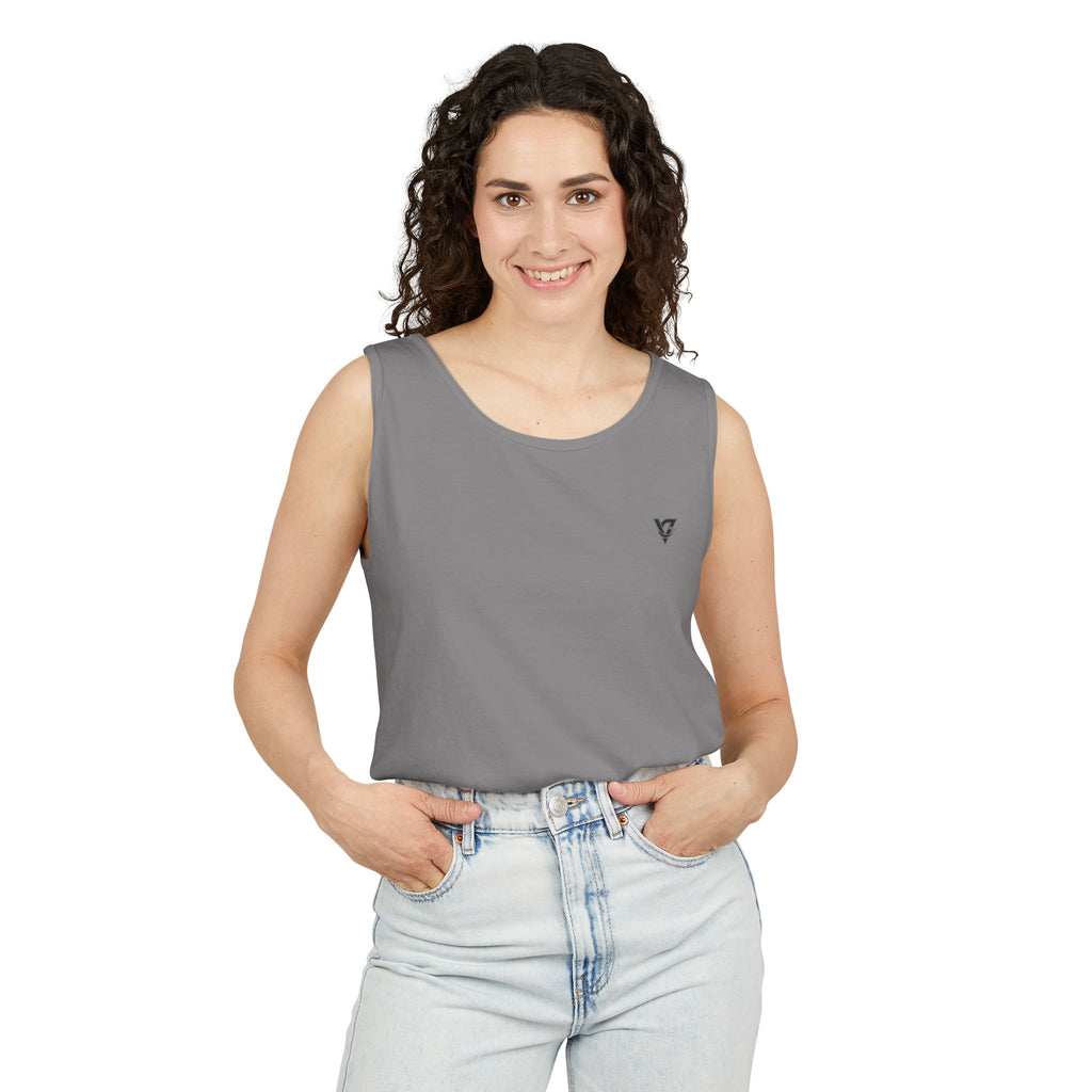 Minimal Geometric Triangle Logo Tank Top | Chest Emblem