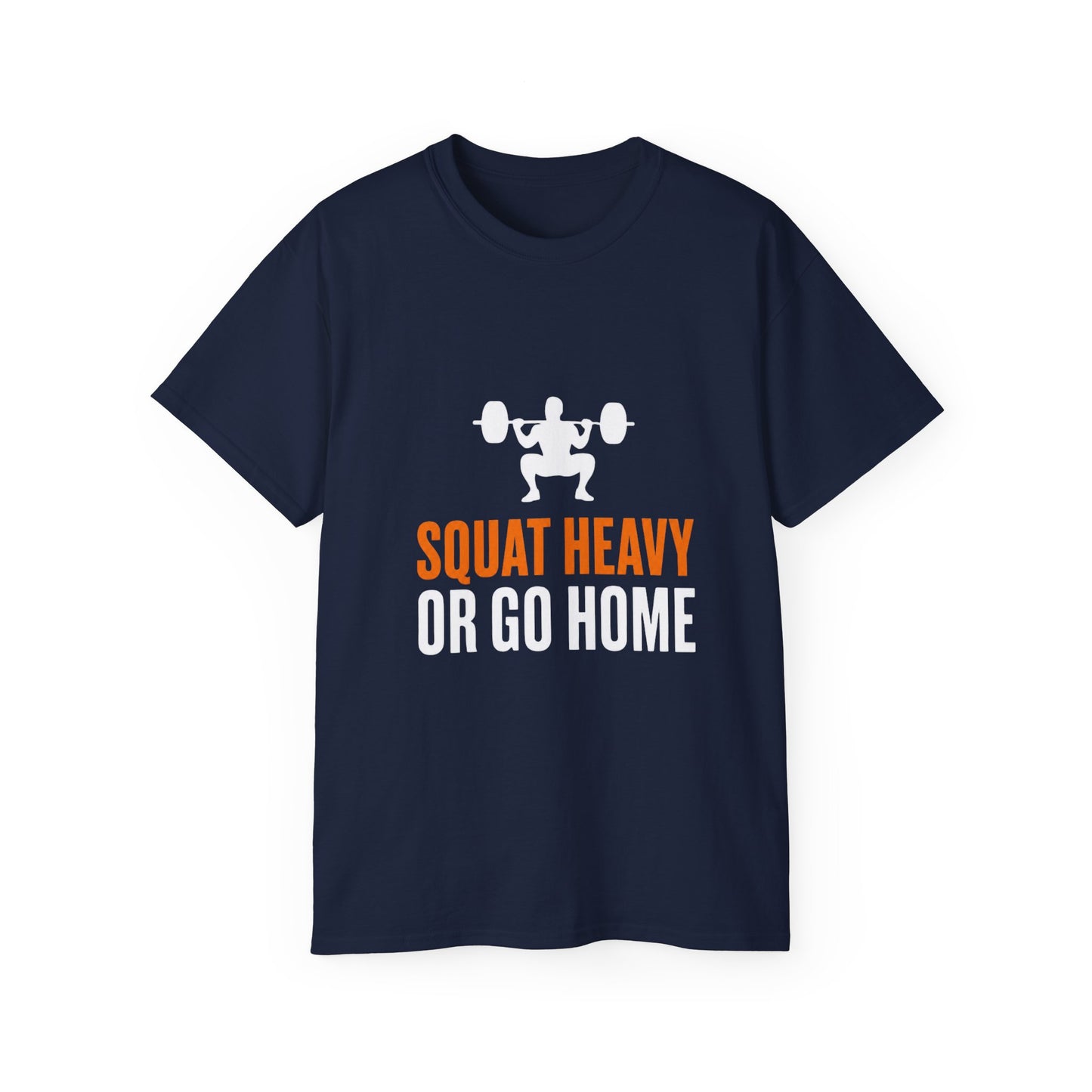 Squat Heavy Tee — Bold Orange Gym Shirt for Weightlifters & CrossFit