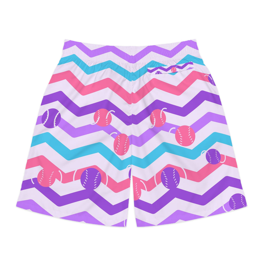 Baseball & Softball Lilac Wave Chevron Rush Men's Athletic Shorts with Pockets