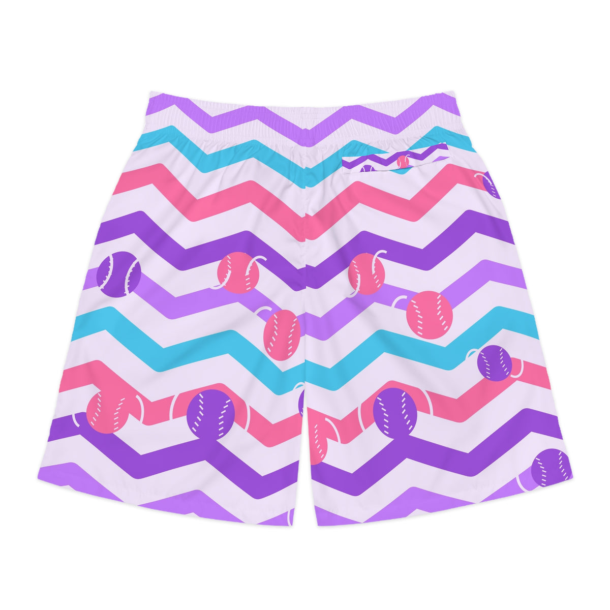 Baseball & Softball Lilac Wave Chevron Rush Men's Athletic Shorts with Pockets