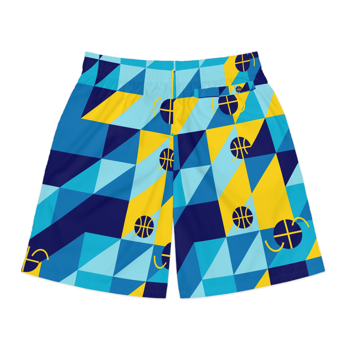 Basketball Cobalt Spark Prism Block Men's Athletic Shorts with Pockets