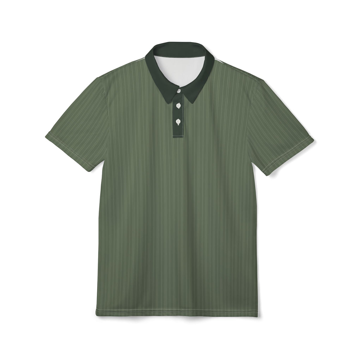 Olive Pinstripe Polo Shirt — Classic Casual Men’s Collared Tee