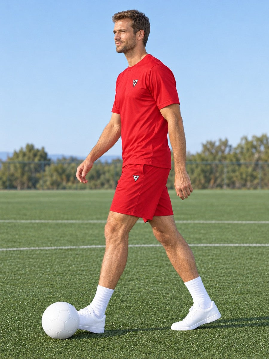 Vantacore Solid Red Men's Sports Jersey - side view