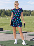 Golf Neon Lagoon Icon Storm Women's Athletic Skater Skirt - front view