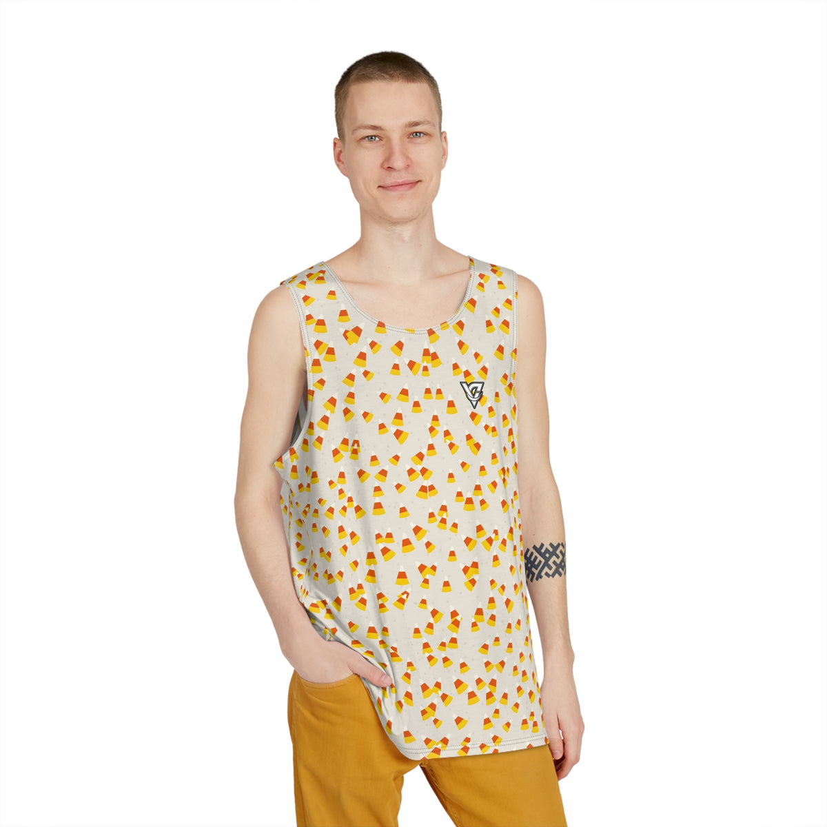 Halloween Bone White Candy Corn Toss Men's Athletic Tank