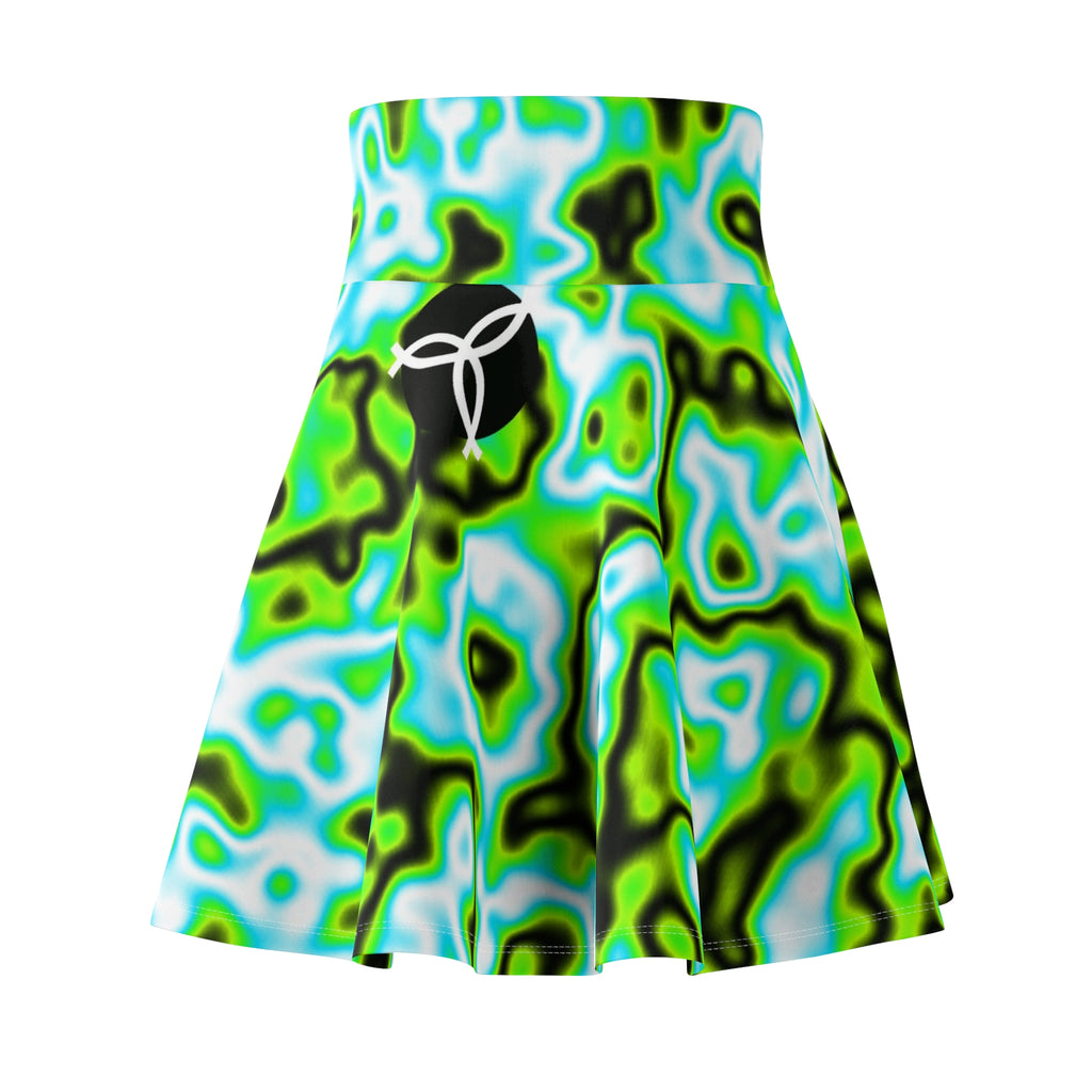 Volleyball Lime Riot Marble Flow Women's Athletic Skater Skirt
