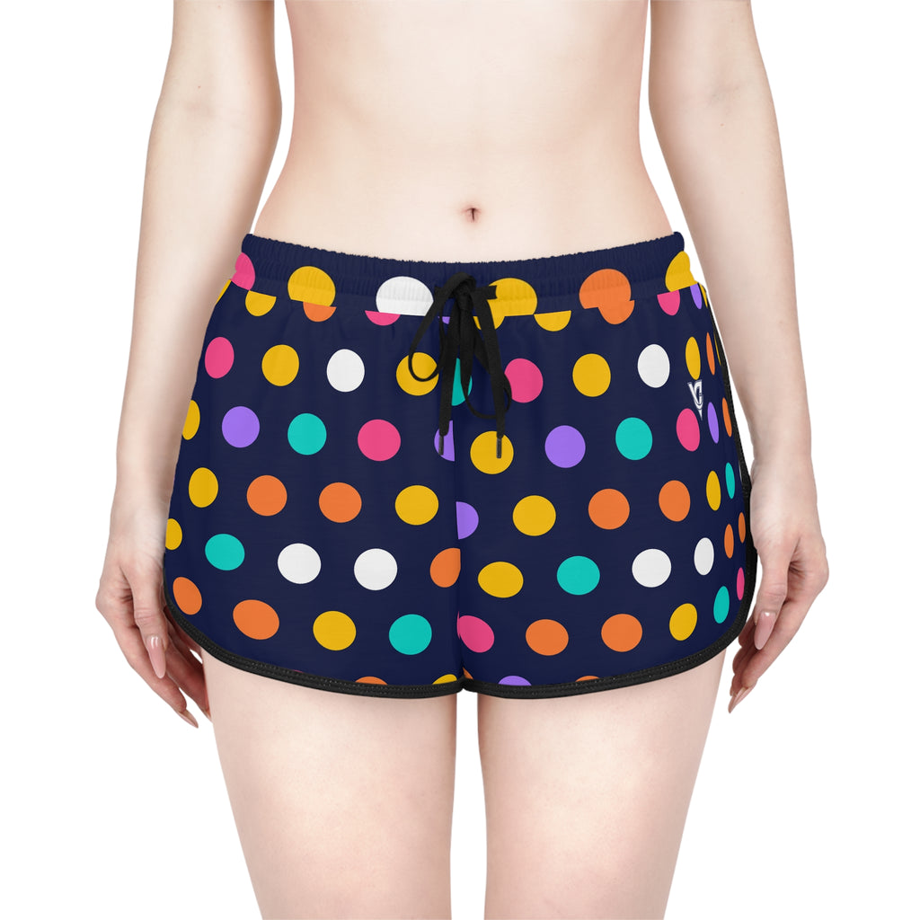Women's Polka Pop Relaxed Shorts – Colorful All-Over Print Running & Workout Shorts