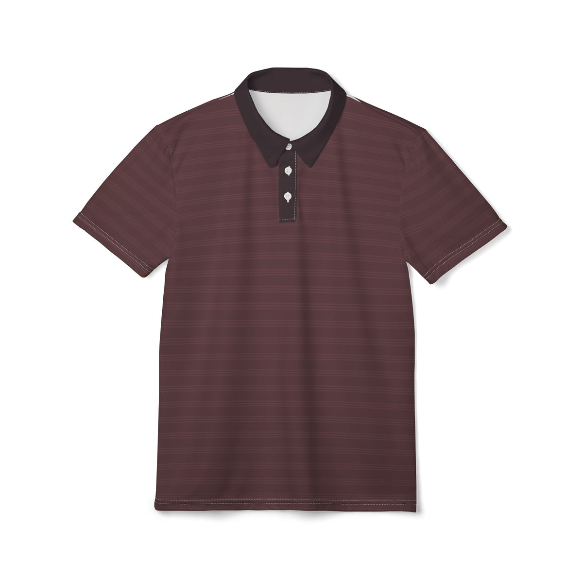 Classic Maroon Polo Shirt – Striped All-Over Print Casual Golf Tee
