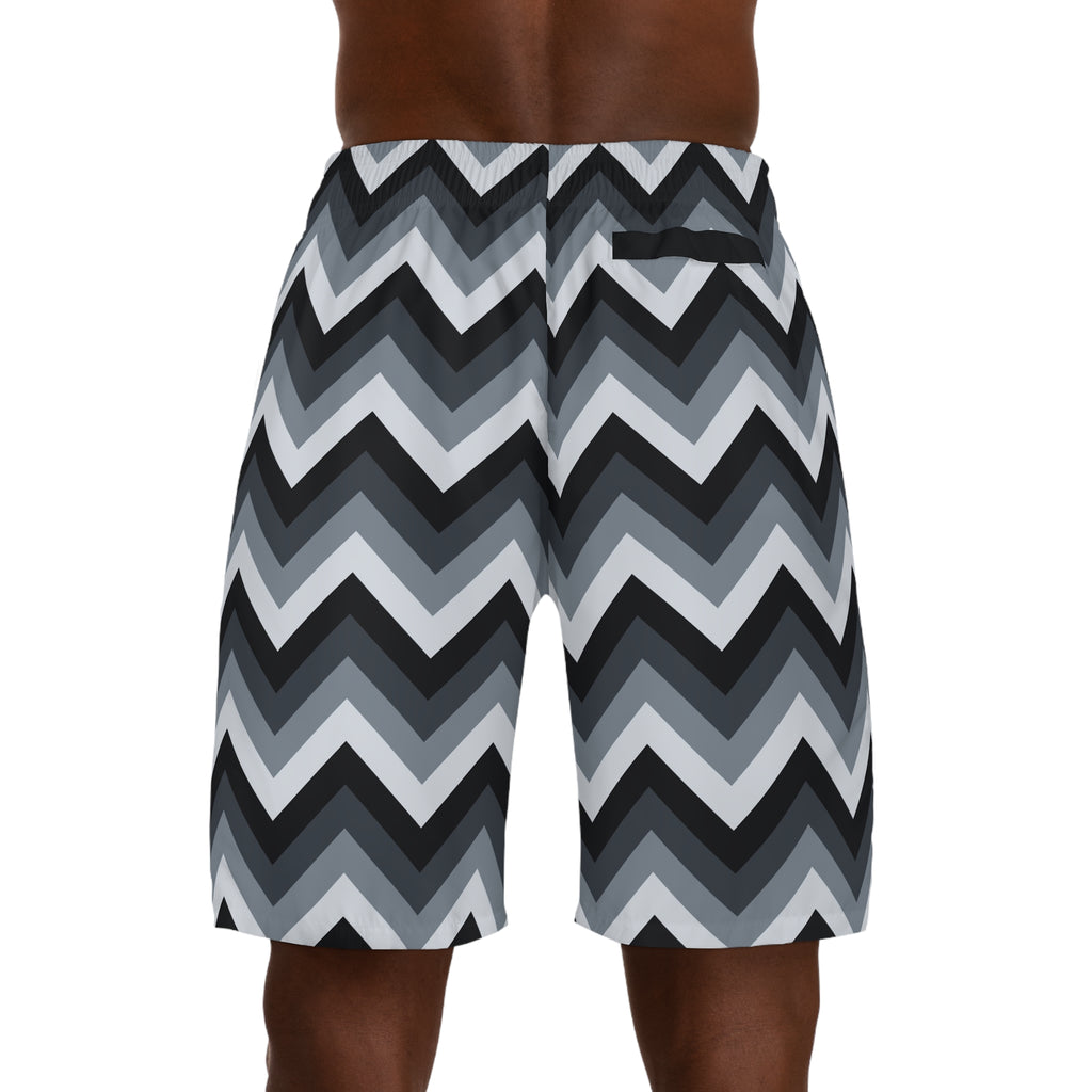 Men's Steel Chevron Performance Jogger Athletic Shorts with Pockets