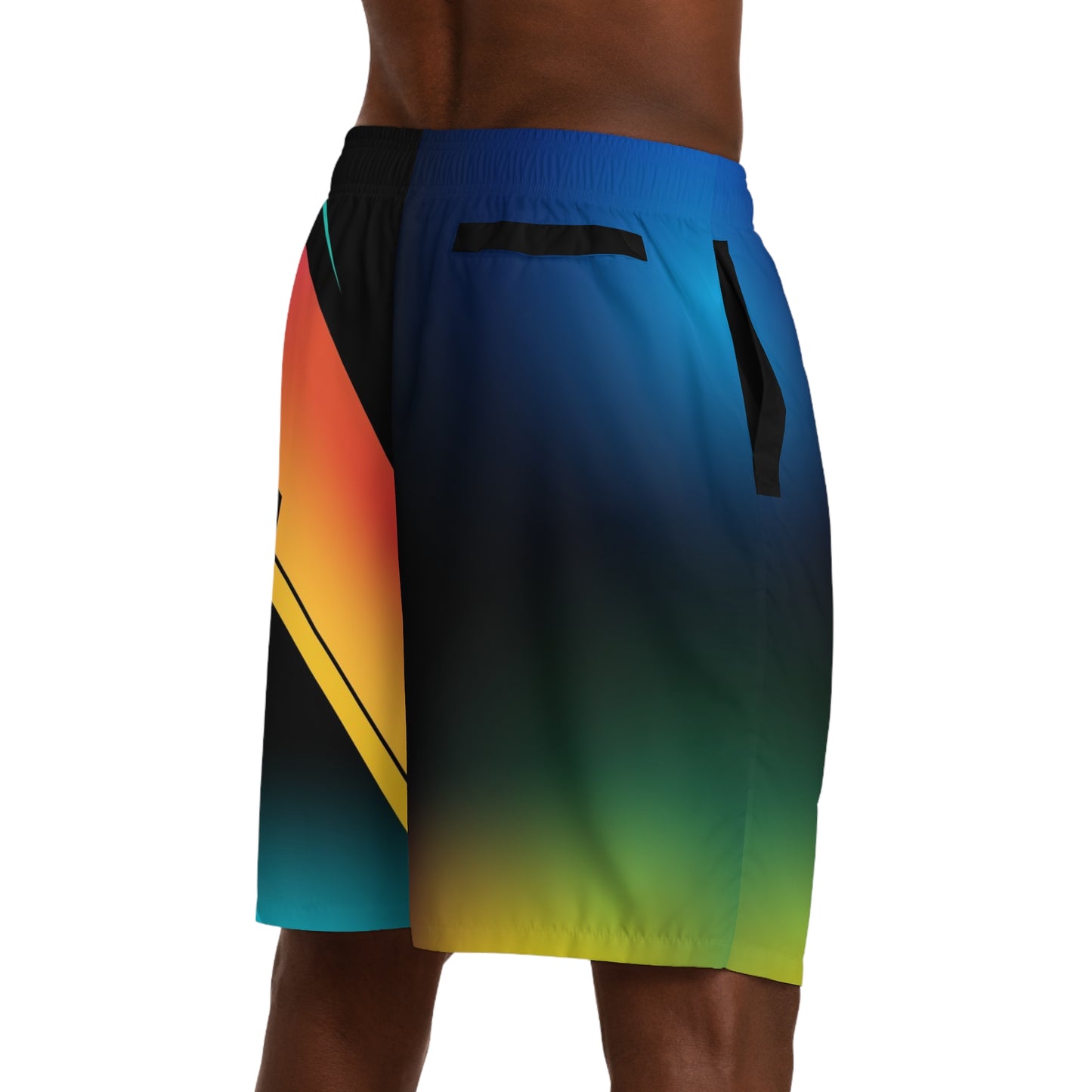 Men's Abstract Neon Stripe Jogger Shorts — Gradient Surf Athletic Shorts