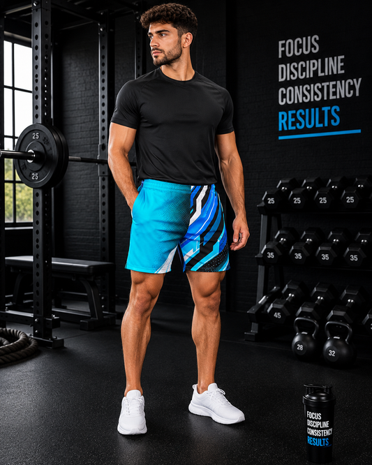 Men's Electric Cyan Velocity Athletic Multipurpose Shorts