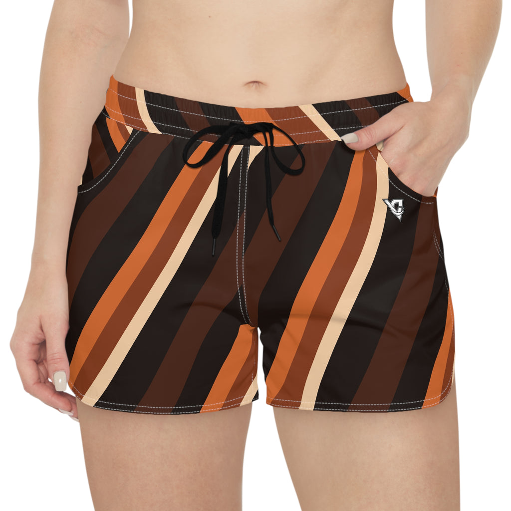 Women's Multipurpose Athletic Shorts with Pockets | Cinnamon Stripe